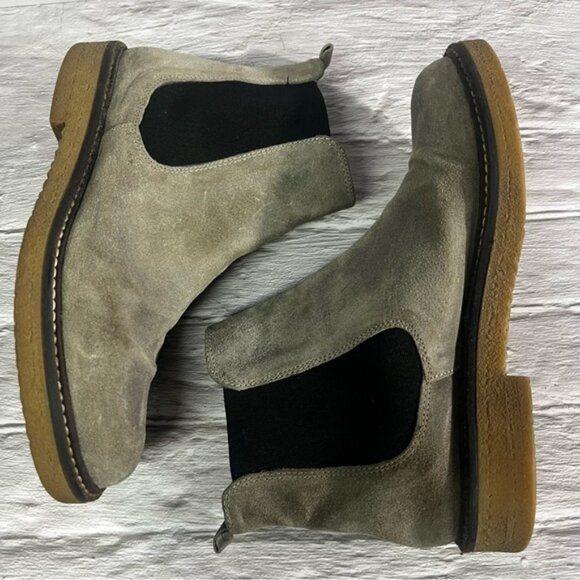 Barbara Barbieri Made in Italy Chelsea Leather Grey Suede Ankle Booties - Picture 5 of 12